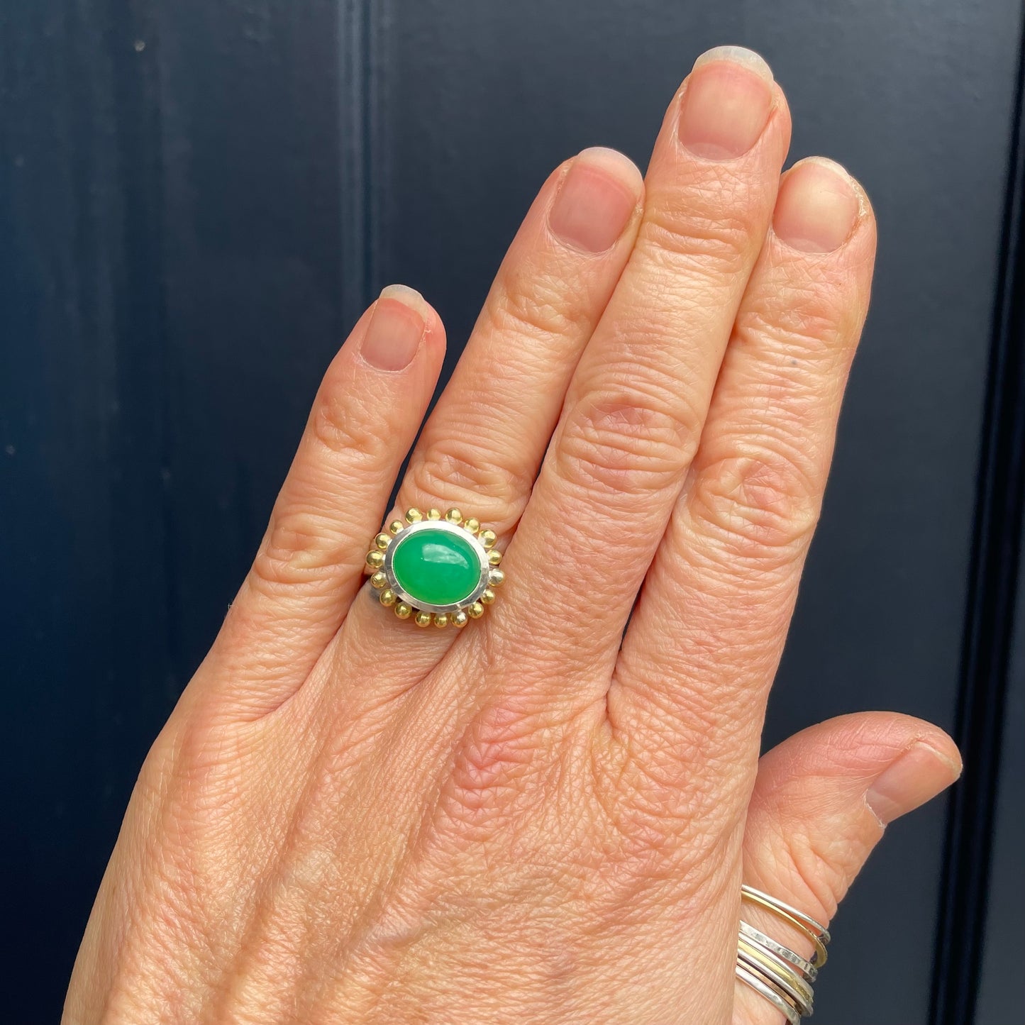 cabochon chrysoprase courtesan ring 