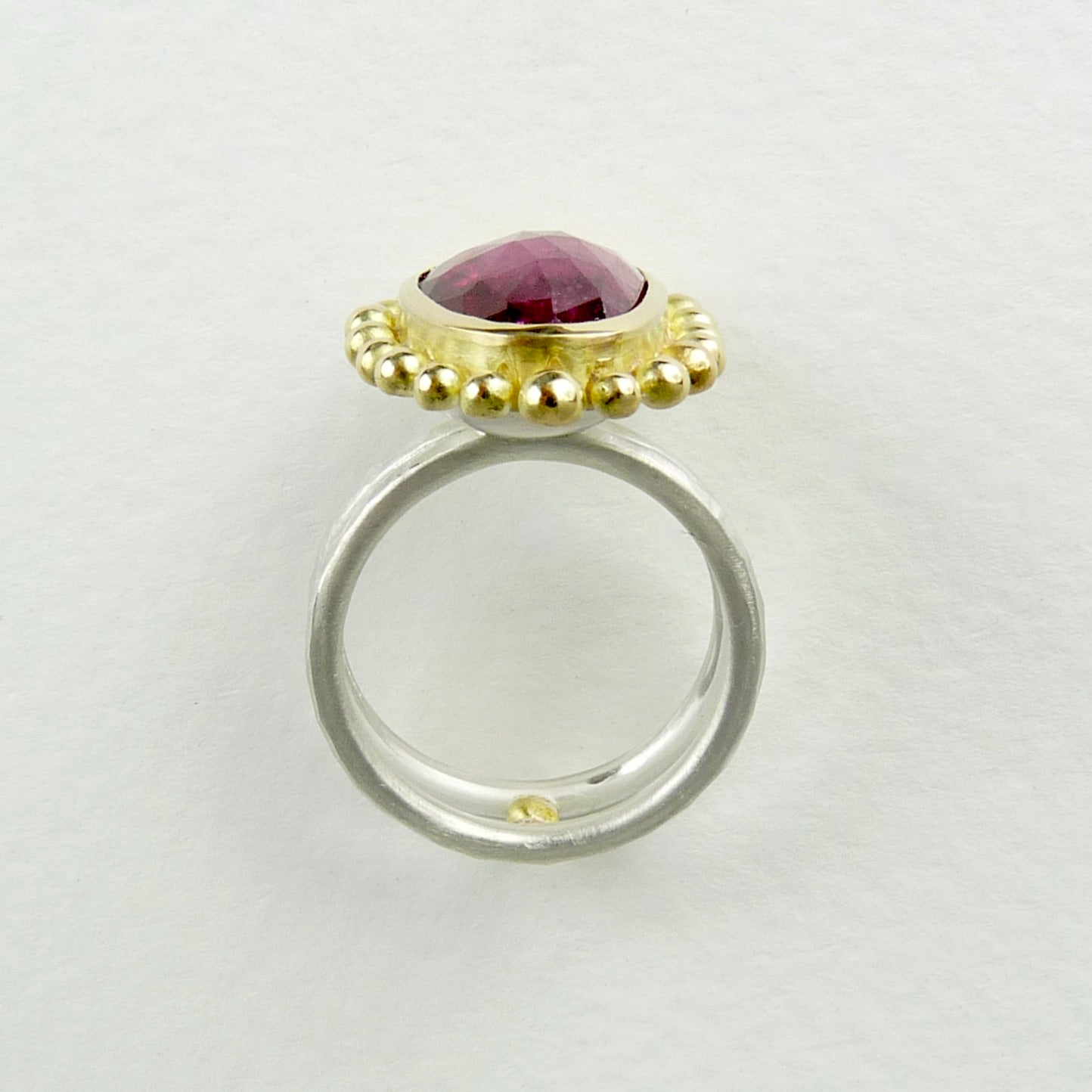 gold silver pink tourmaline ring 