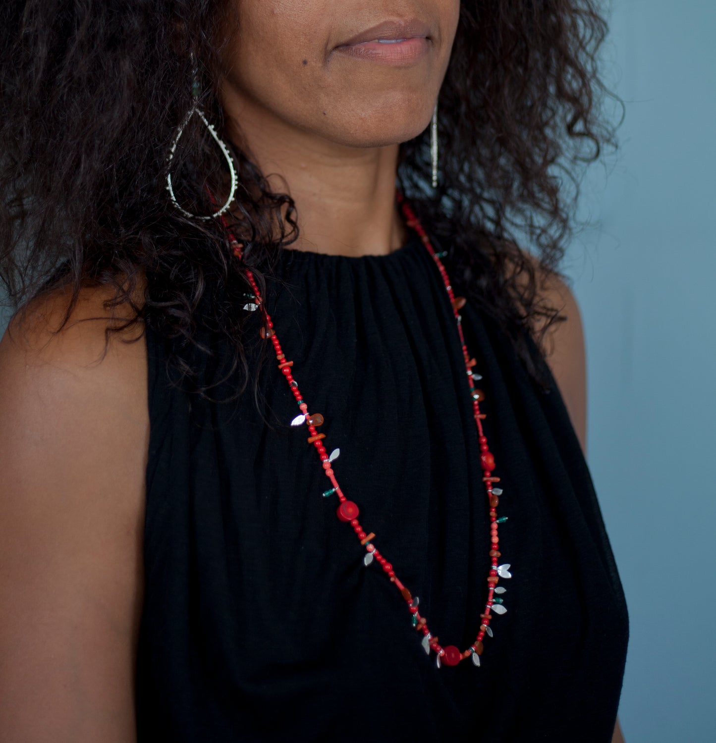 Large Drop Granulation Earrings With Gemstone