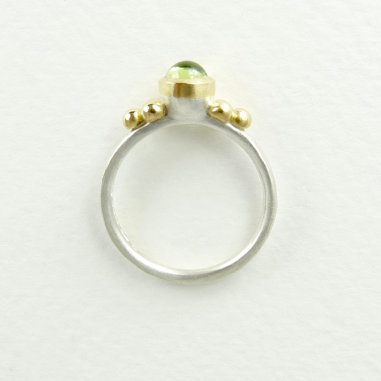 Peridot Granulation Ring with 18ct Gold and Silver