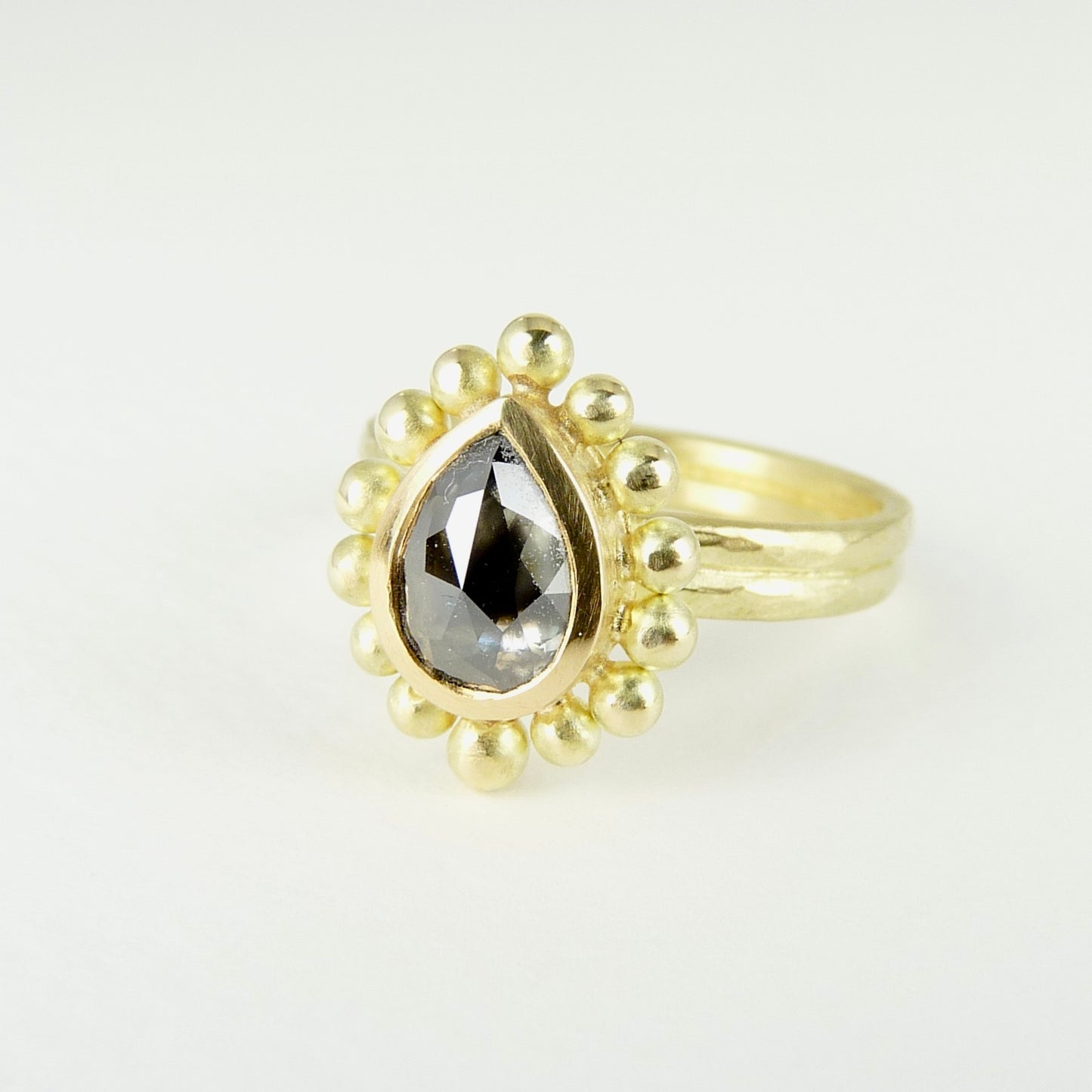 Salt and Pepper Diamond Courtesan Ring