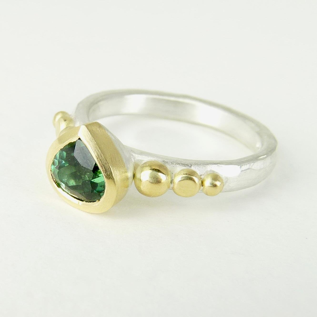 Green Tourmaline Granulation Ring