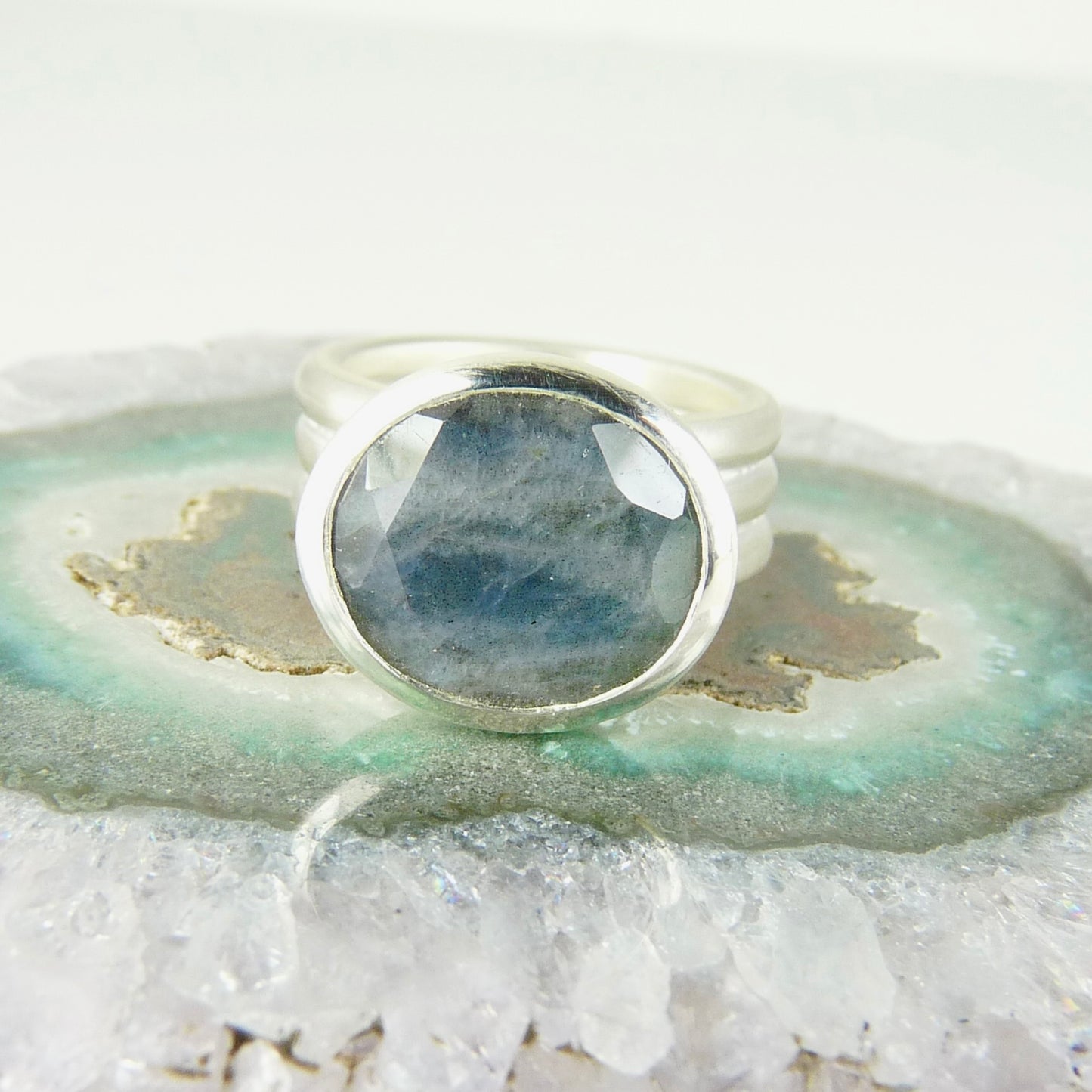 Large Labradorite Silver Ring