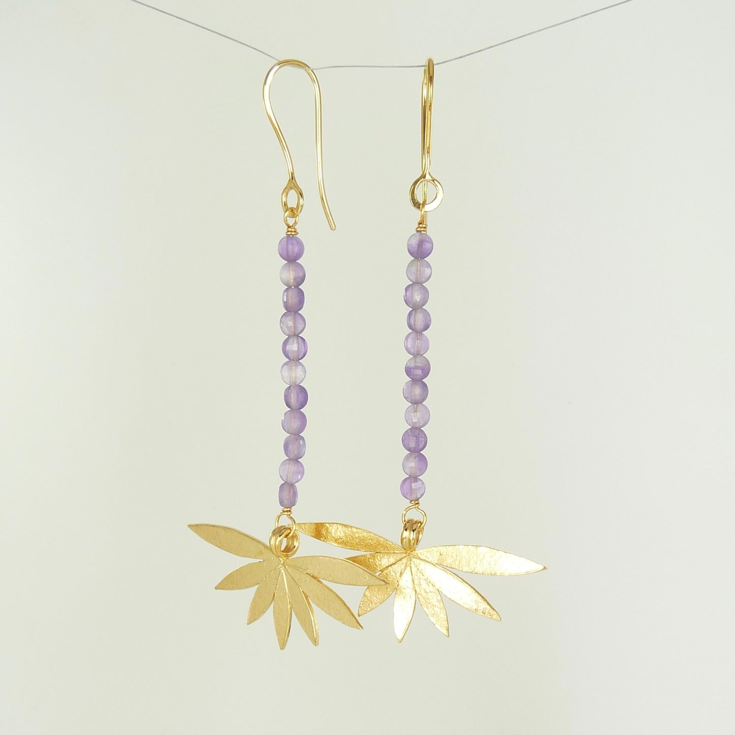 Long Lotus Gemstone Earrings