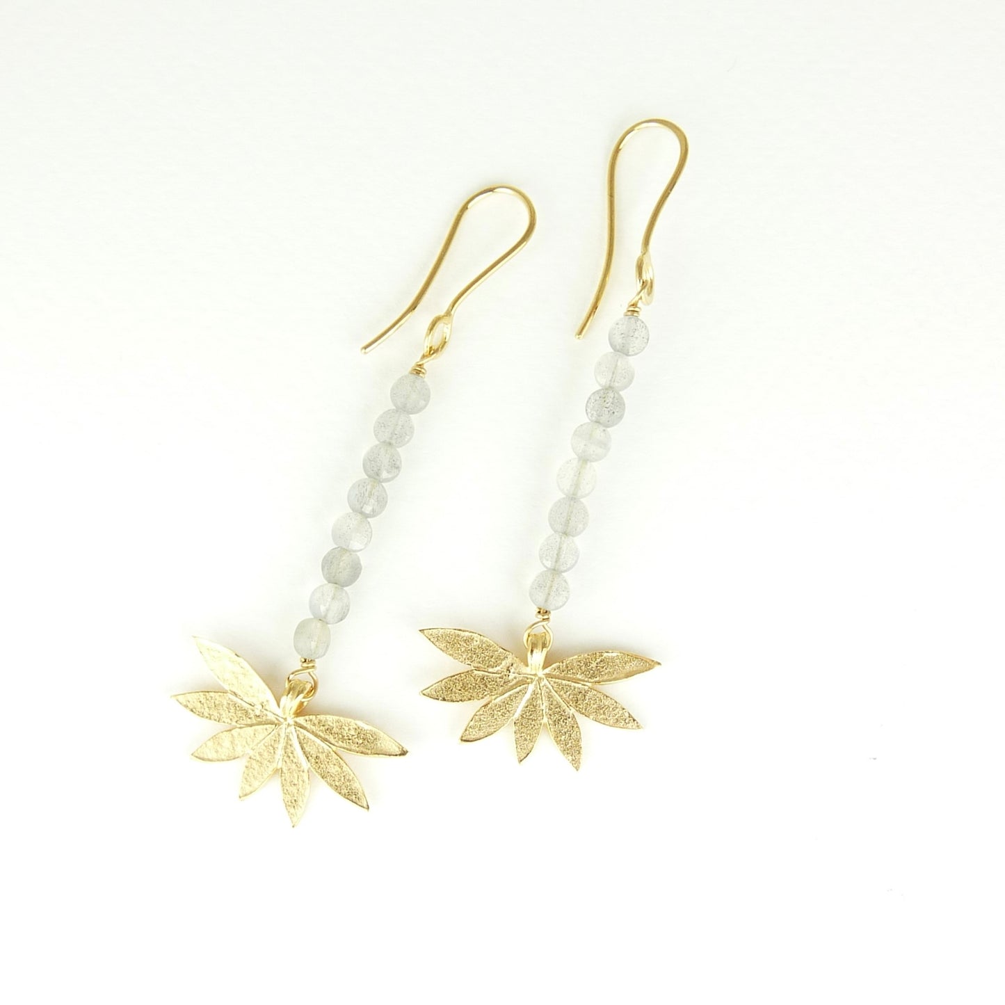 Long Medium Lotus Gemstone Earrings