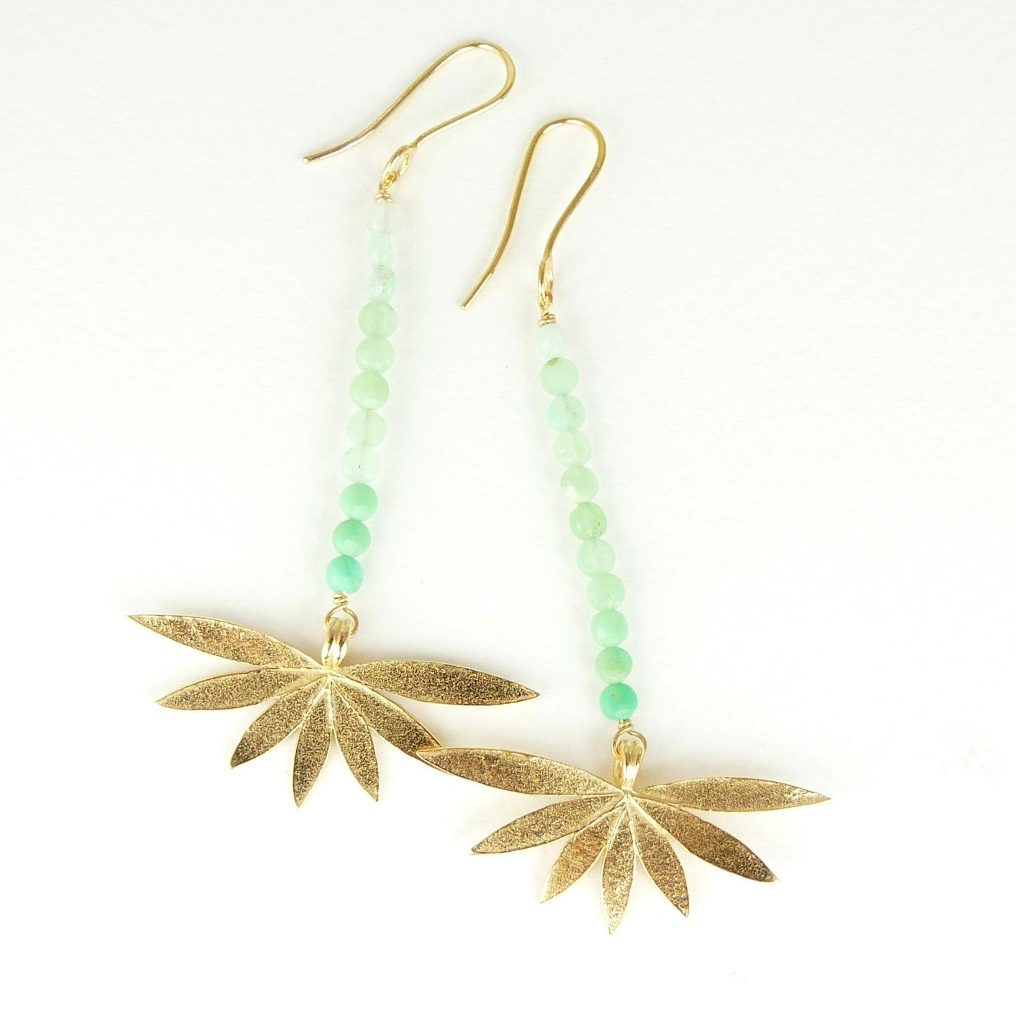 Long Lotus Gemstone Earrings