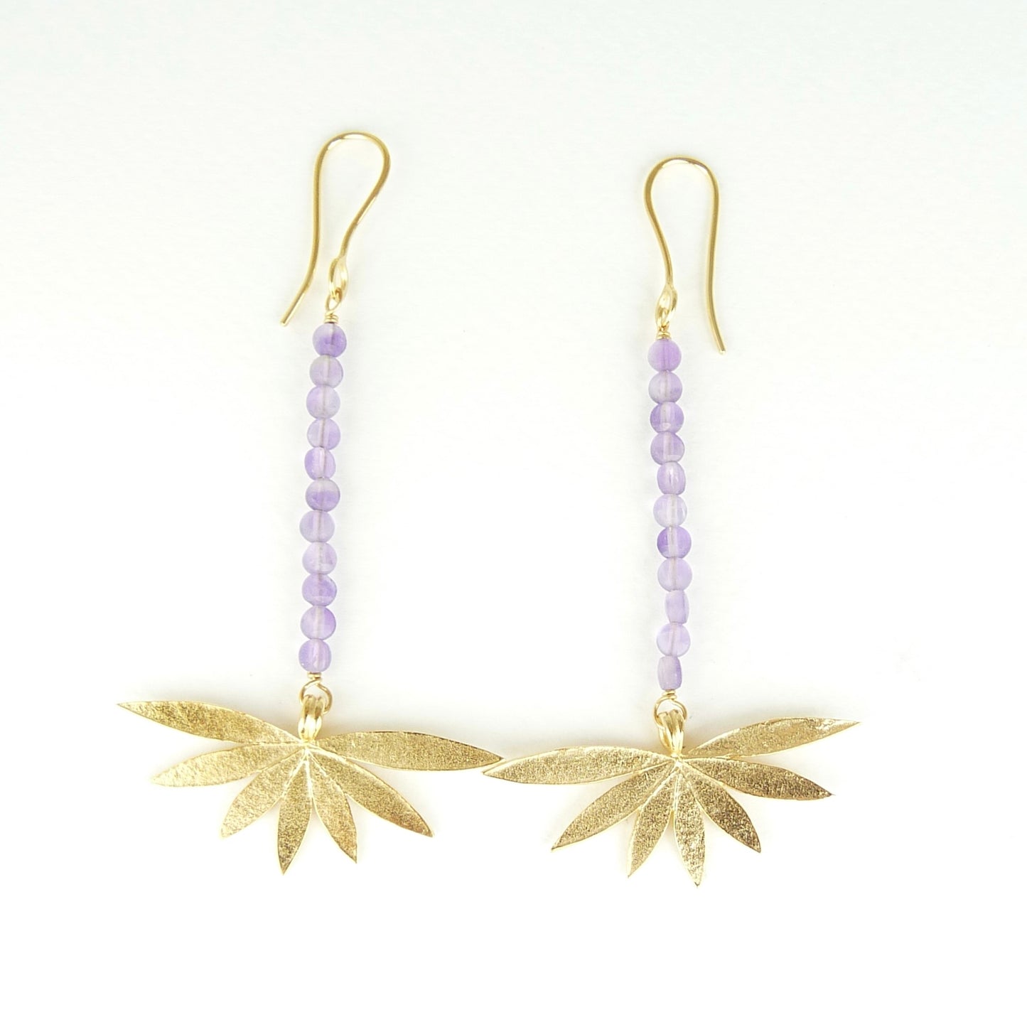 Long Lotus Gemstone Earrings