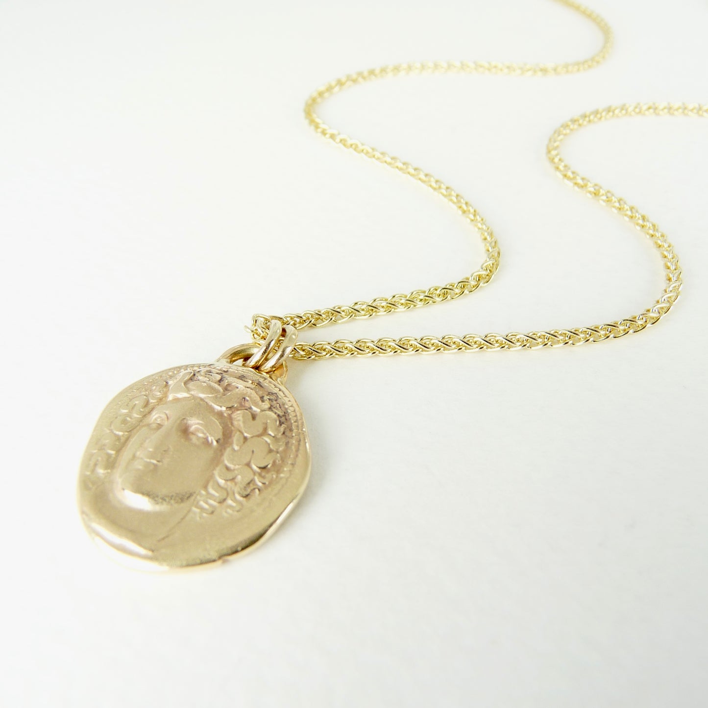 Solid Gold Larissa, Water Nymph Necklace, Ancient Greek Coin