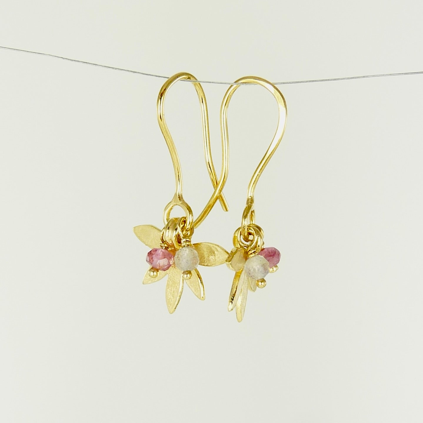 Small Lotus Flower Earrings With Gemstones