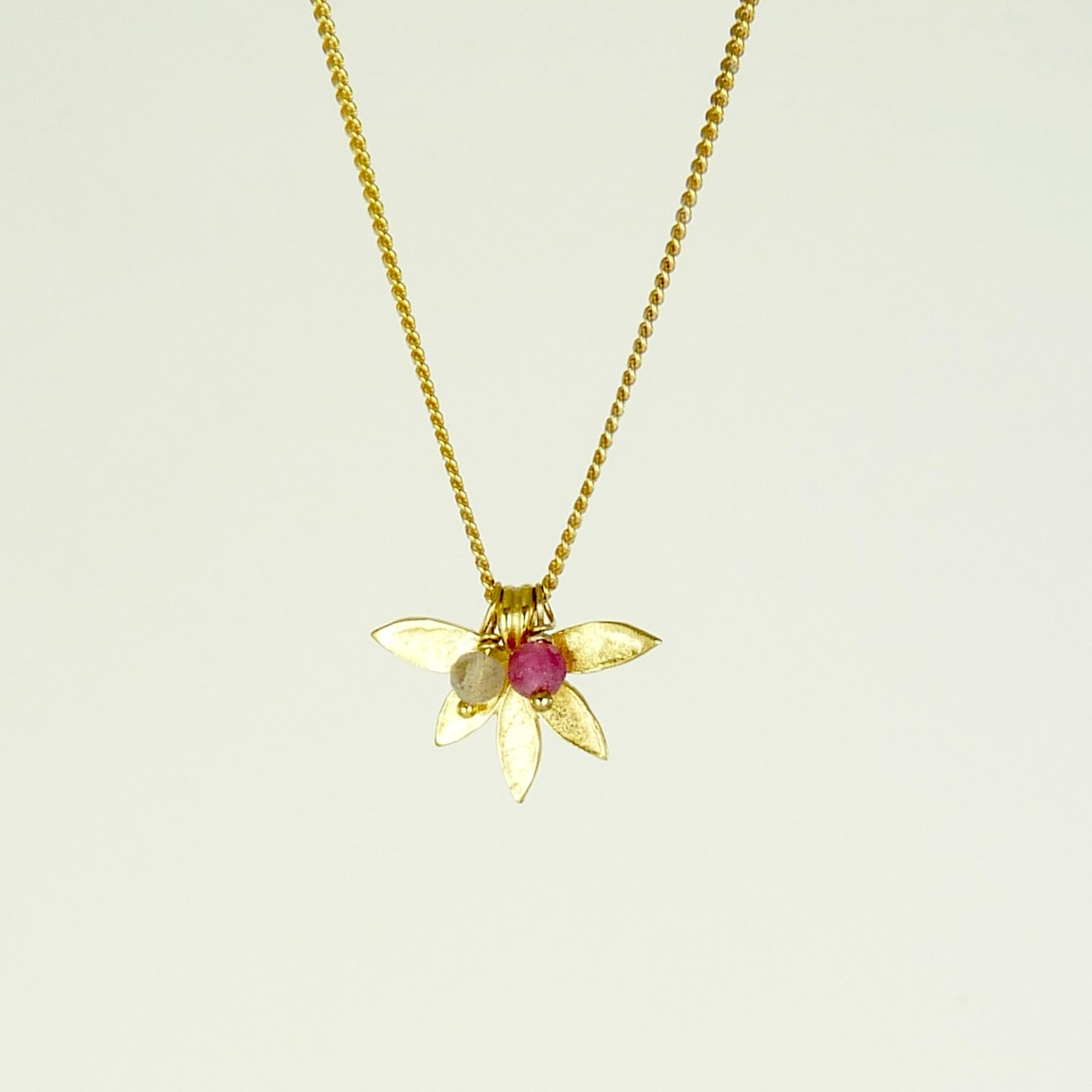 Small Lotus Pendant with Gemstones