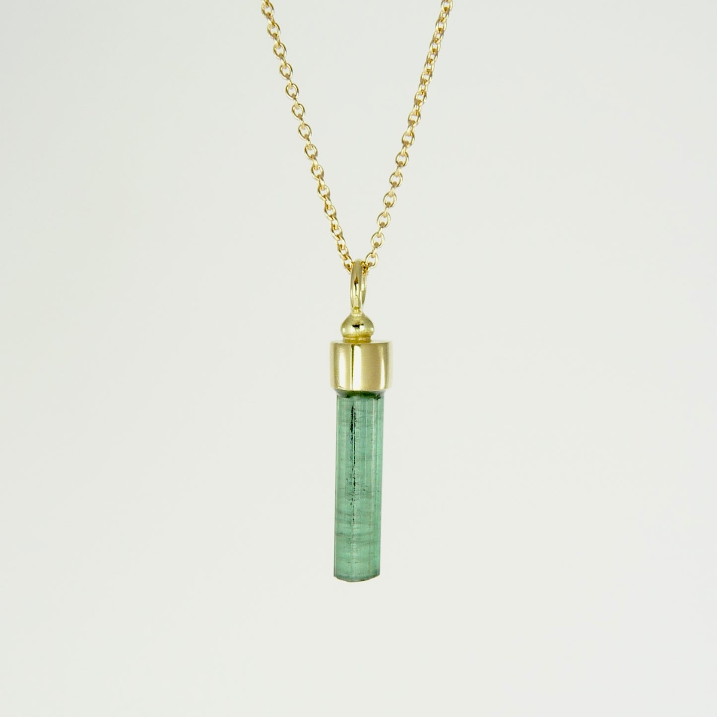 Green Tourmaline Wand 18ct Gold Necklace