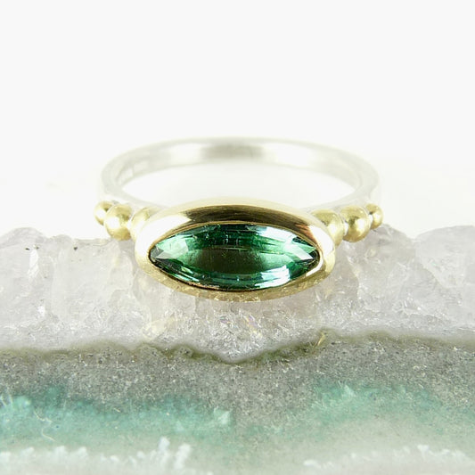 Green Tourmaline Granulation Ring