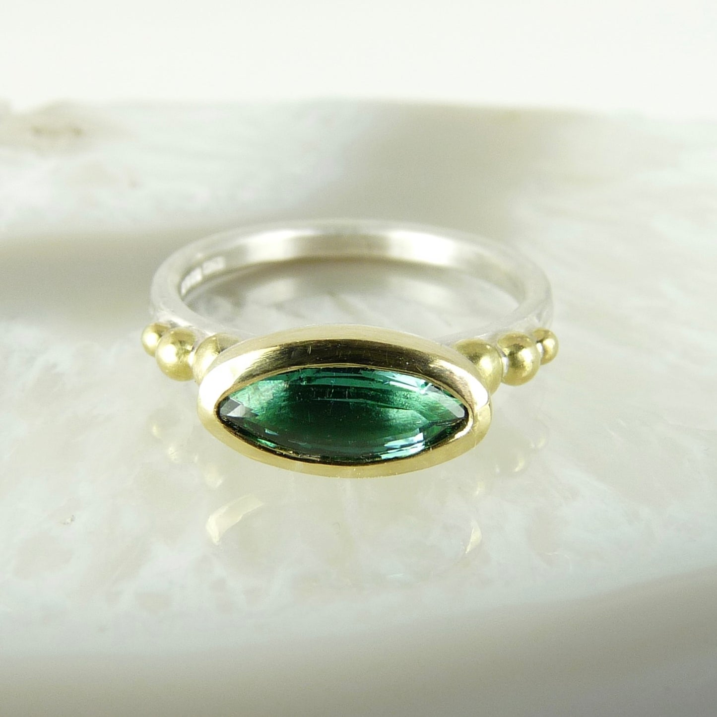 Green Tourmaline Granulation Ring