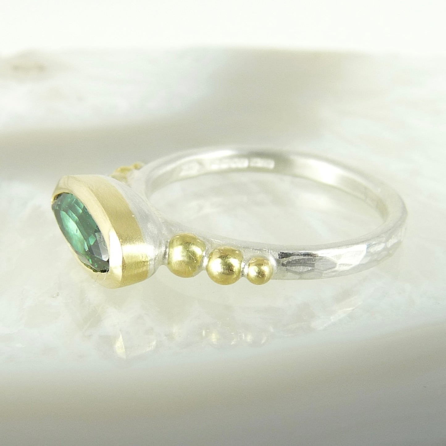 Green Tourmaline Granulation Ring