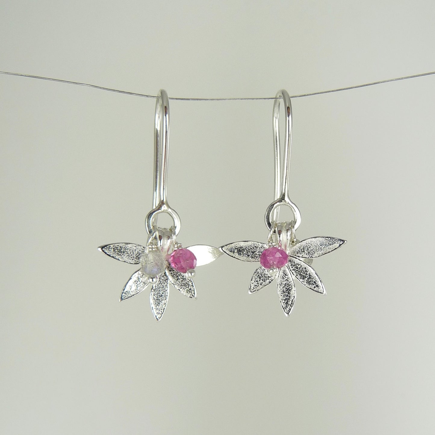 Small Lotus Flower Earrings With Gemstones