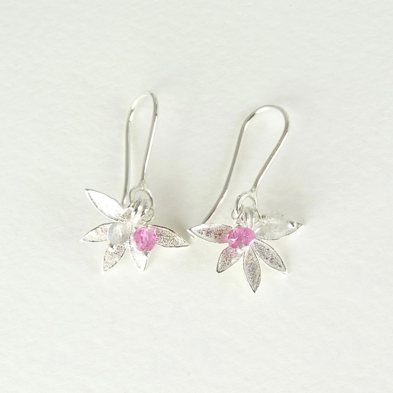 Small Lotus Flower Earrings With Gemstones