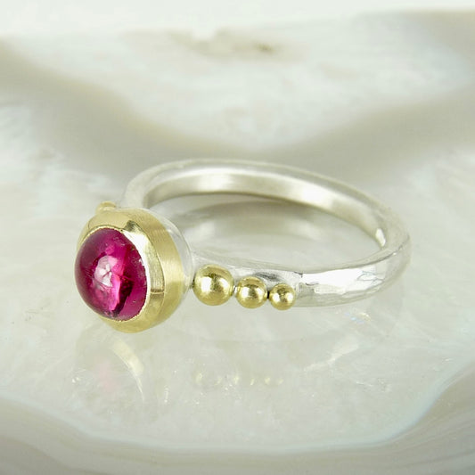 Pink Tourmaline Granulation Ring