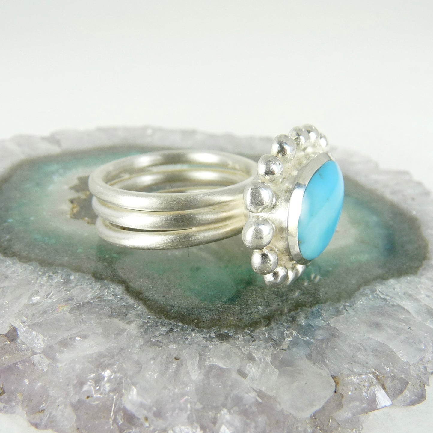 Silver and Turquoise Courtesan ring