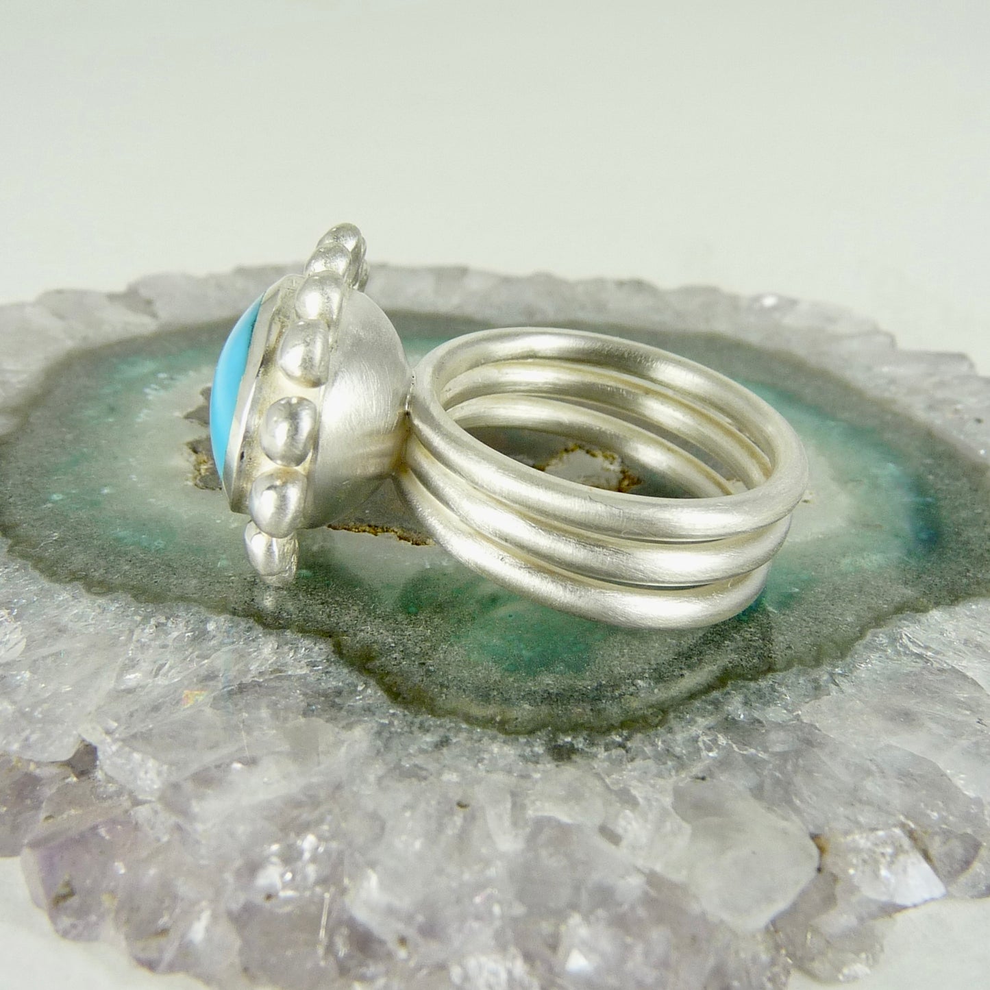 Silver and Turquoise Courtesan ring