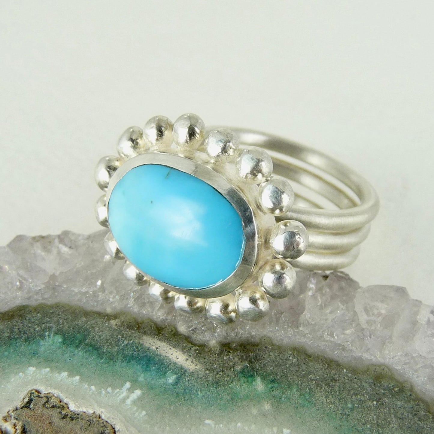 Silver and Turquoise Courtesan ring