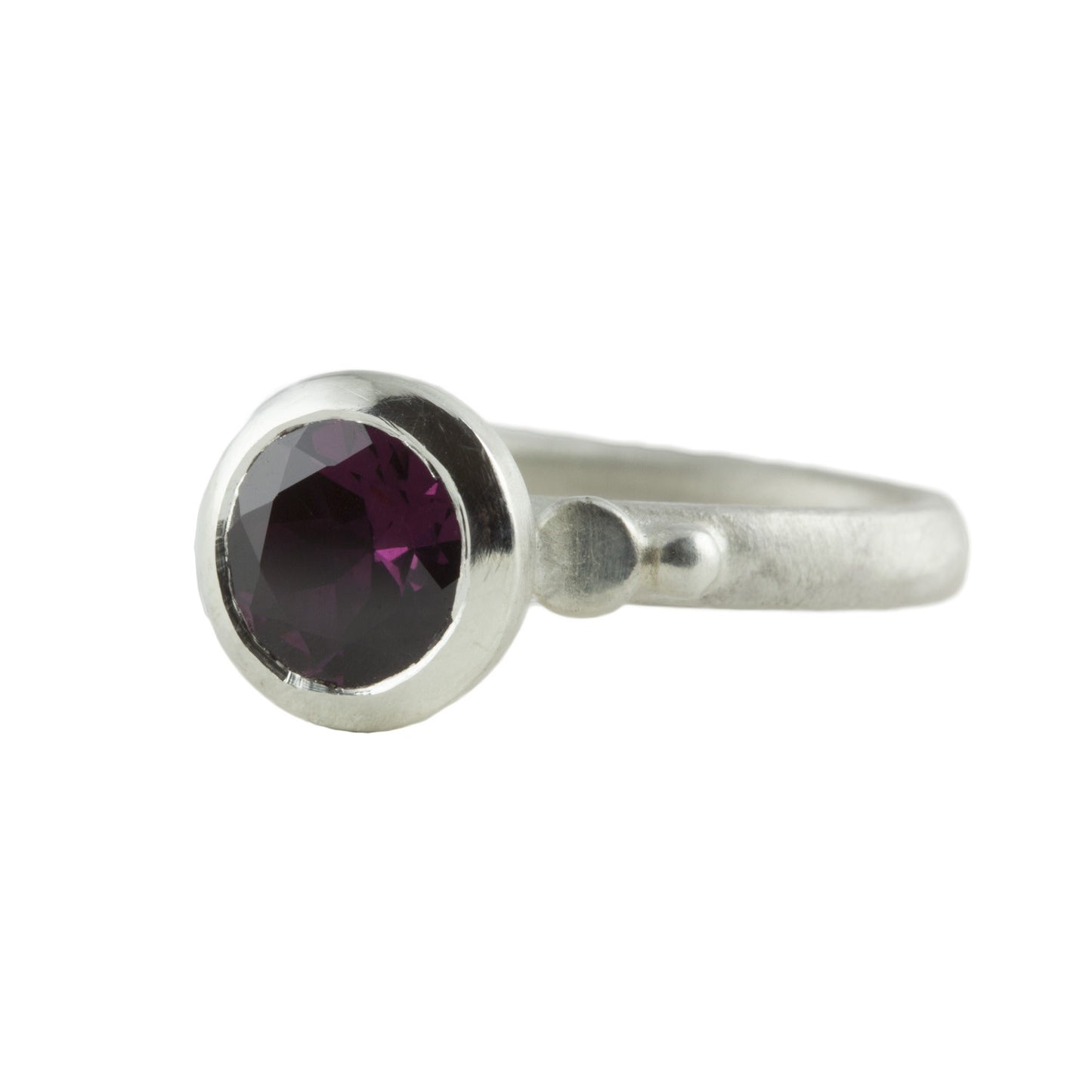 Silver Garnet granulation ring