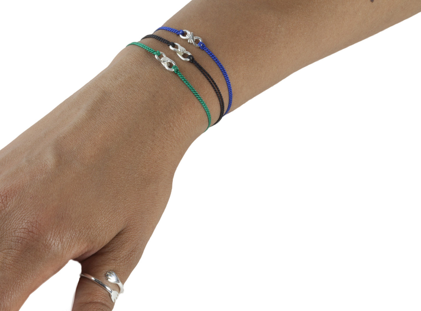 Cuddle charm bracelet on Dark Green silk thread