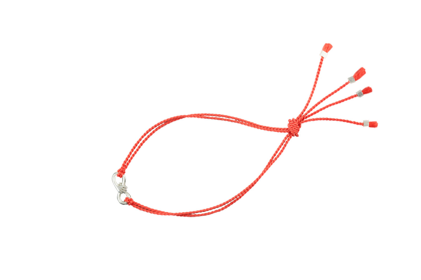 Cuddle charm bracelet on red silk thread