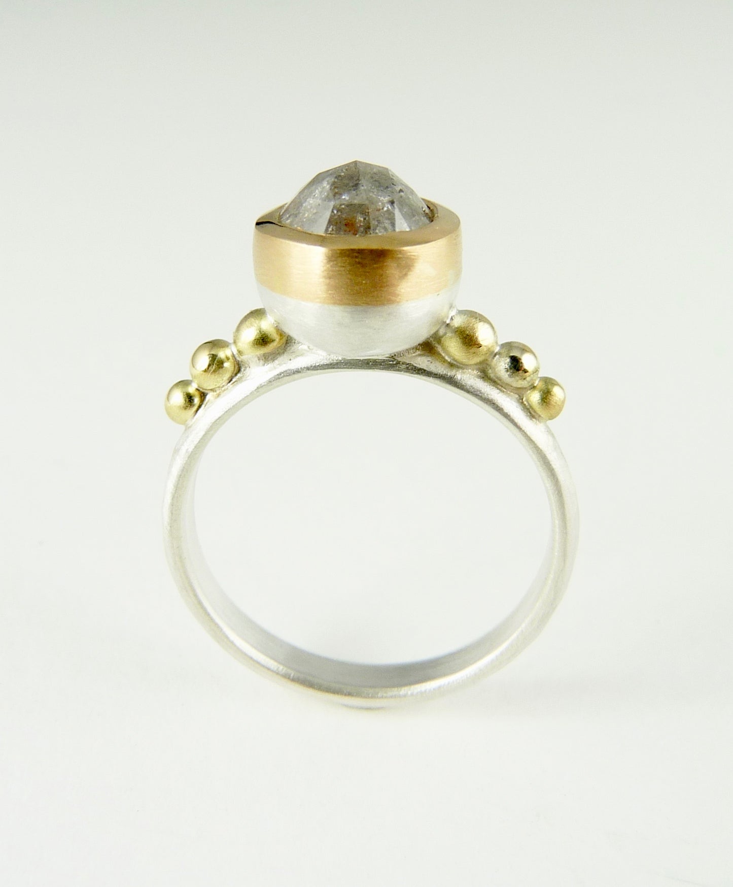 Rose cut grey Diamond Granulation ring