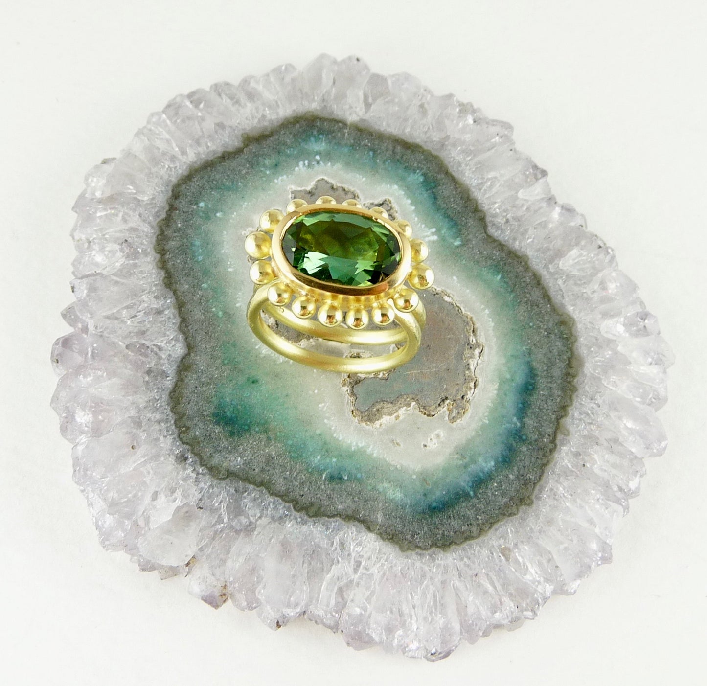 Large Green Tourmaline Courtesan Ring