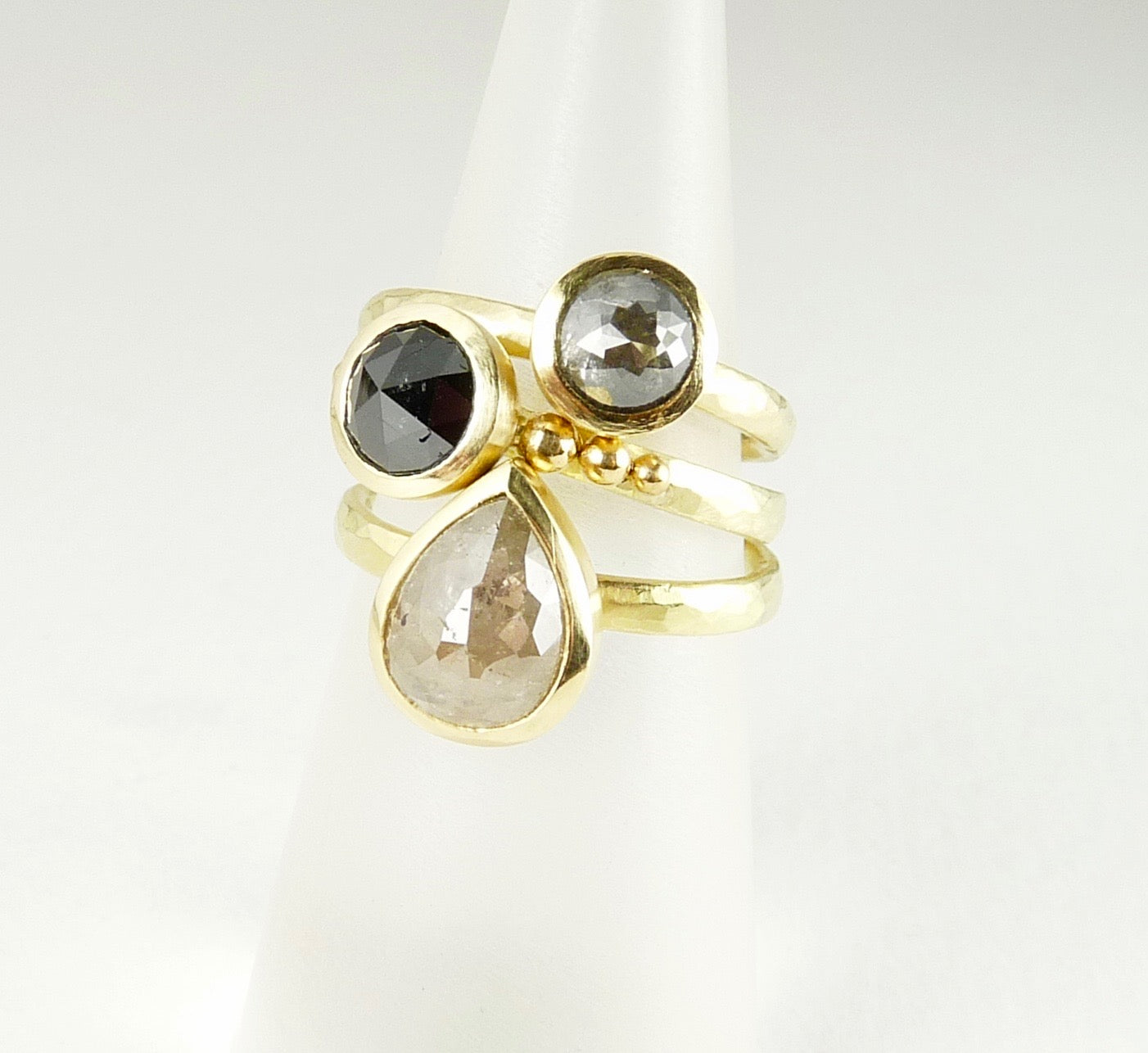 Rose Cut Black Diamond Granulation Ring