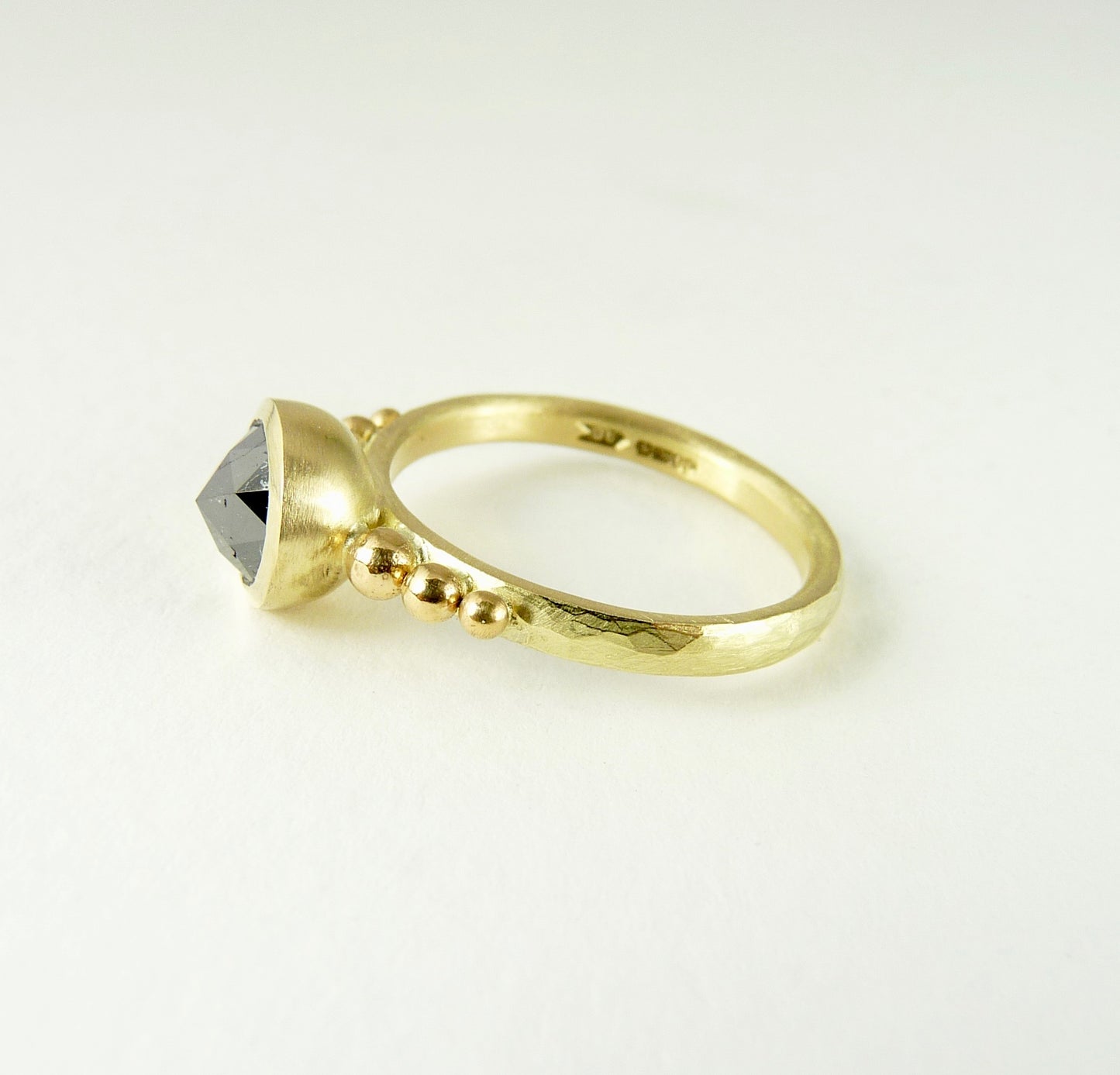 Rose Cut Black Diamond Granulation Ring