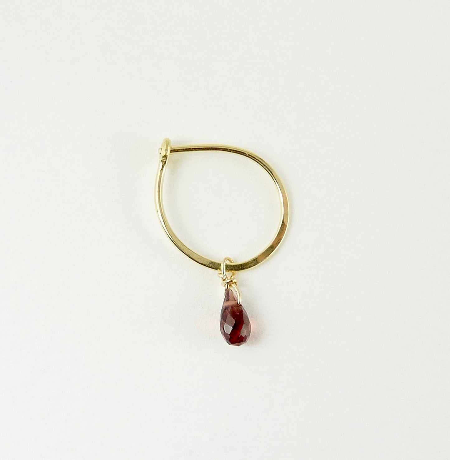 18ct Gold hoop earring with small gemstone bead