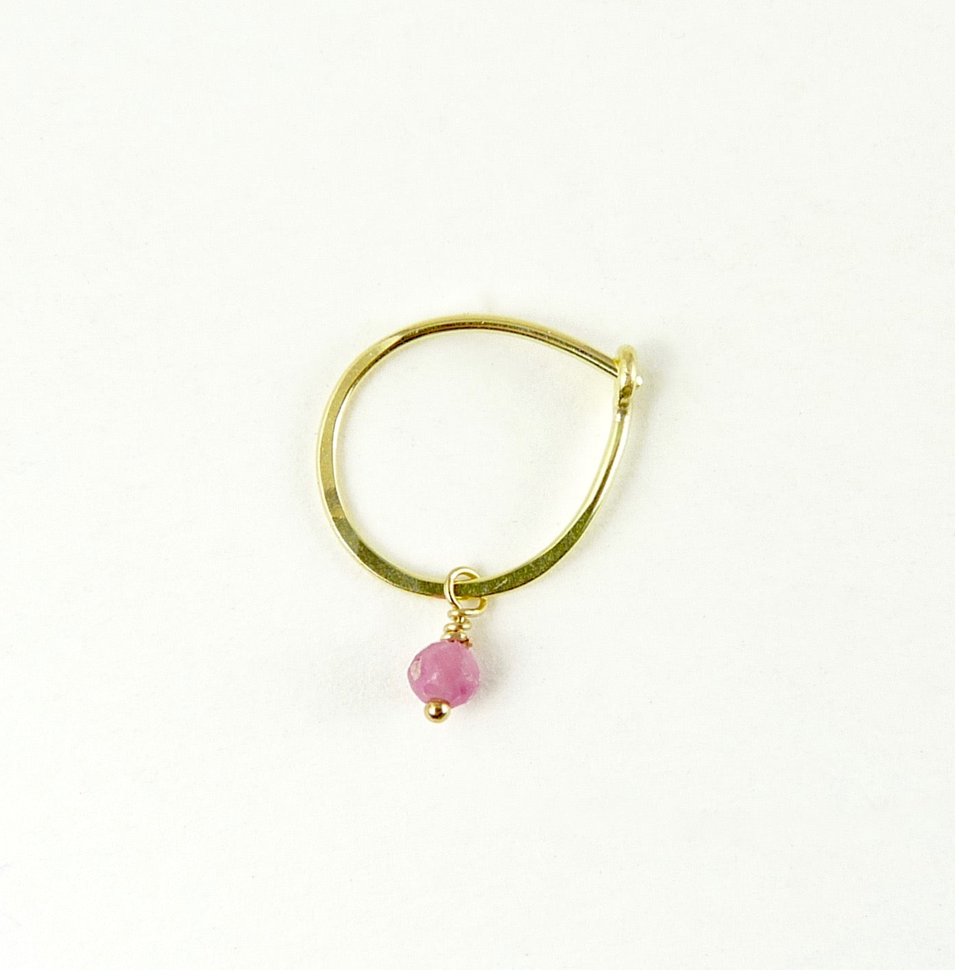 18ct Gold hoop earring with small gemstone bead