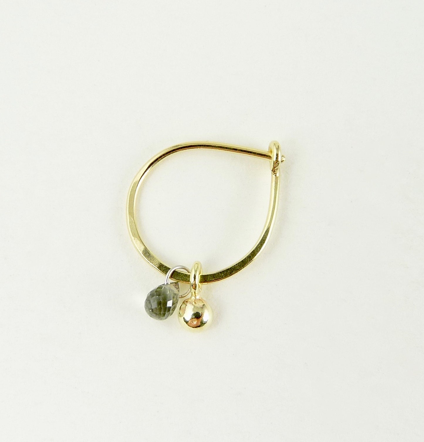 18ct Hoop with Green Sapphire and Gold Granule