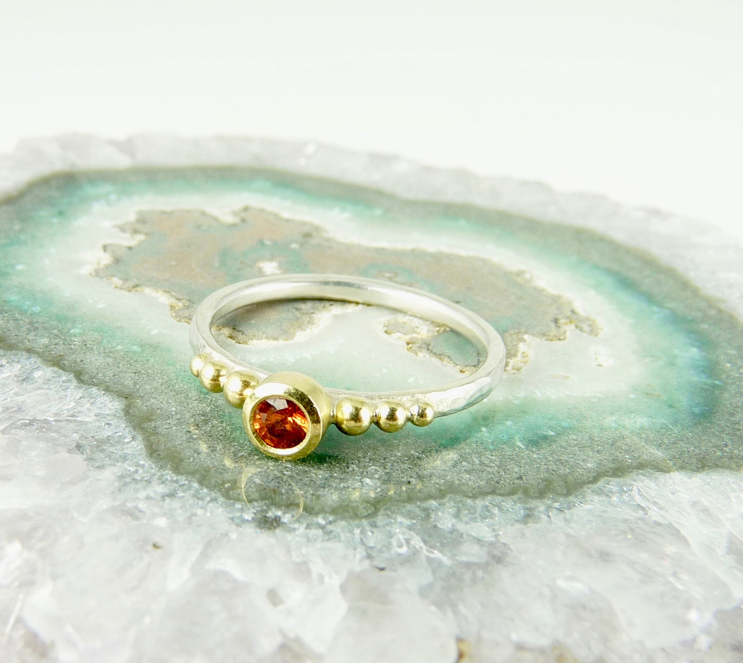 Orange Sapphire Granulation Ring