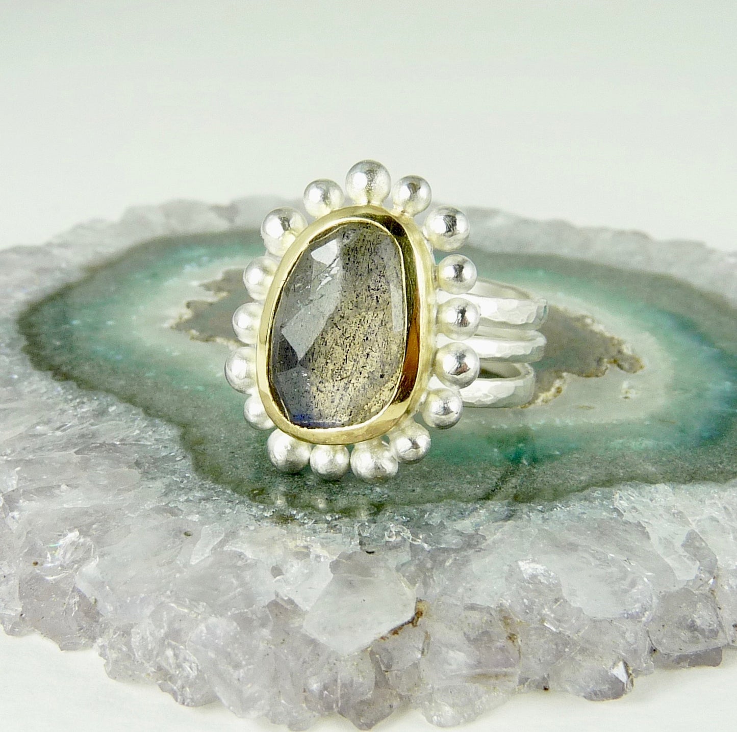 Labradorite Silver And Gold Courtesan ring
