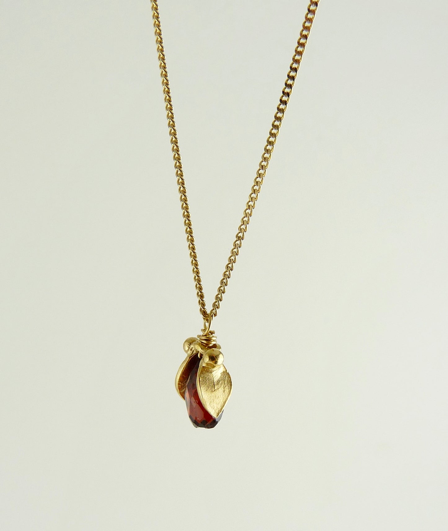 Phoebe Leaf Gemstone Pendant 18ct gold plate