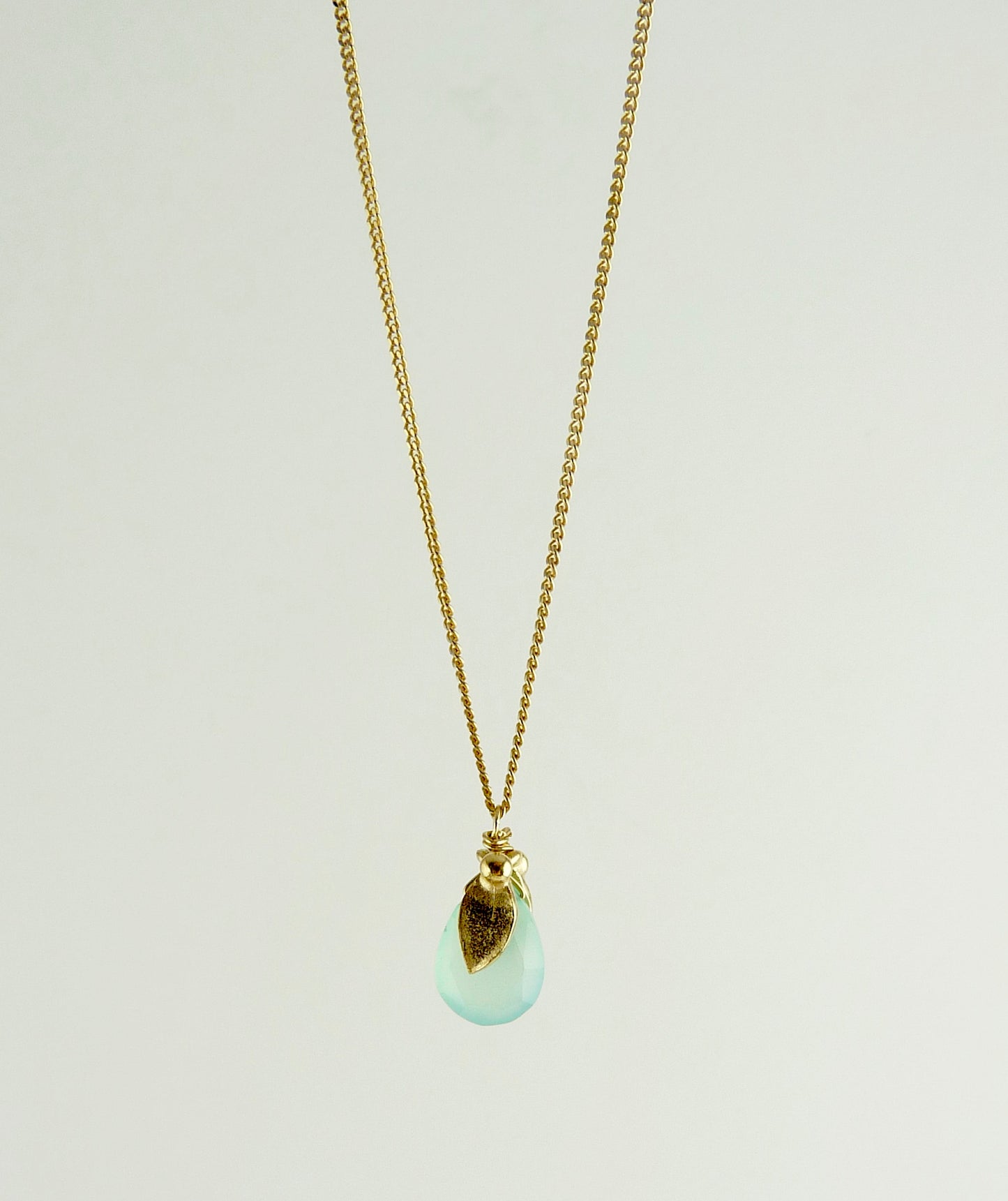 Phoebe Leaf Gemstone Pendant 18ct gold plate