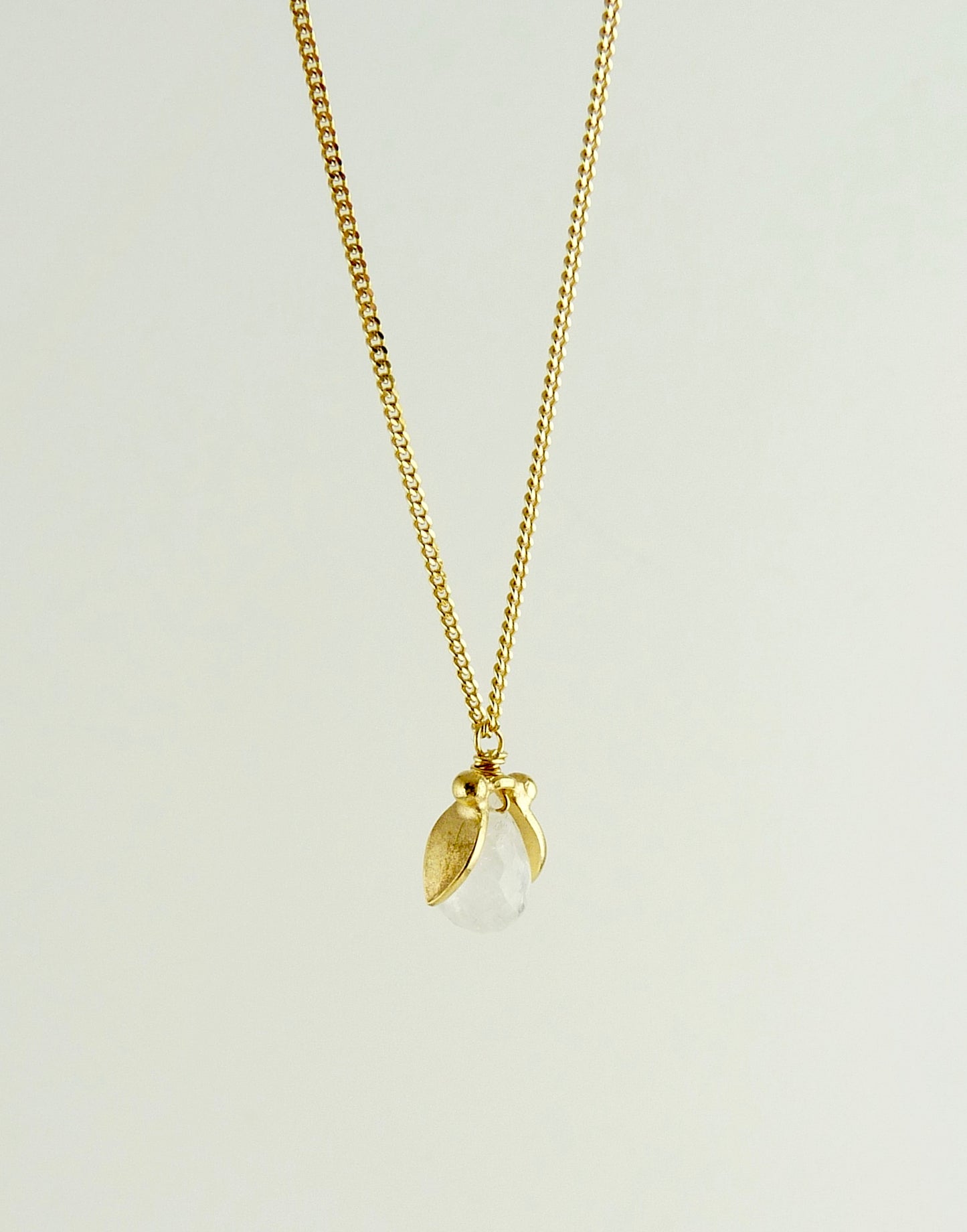 Phoebe Leaf Gemstone Pendant 18ct gold plate