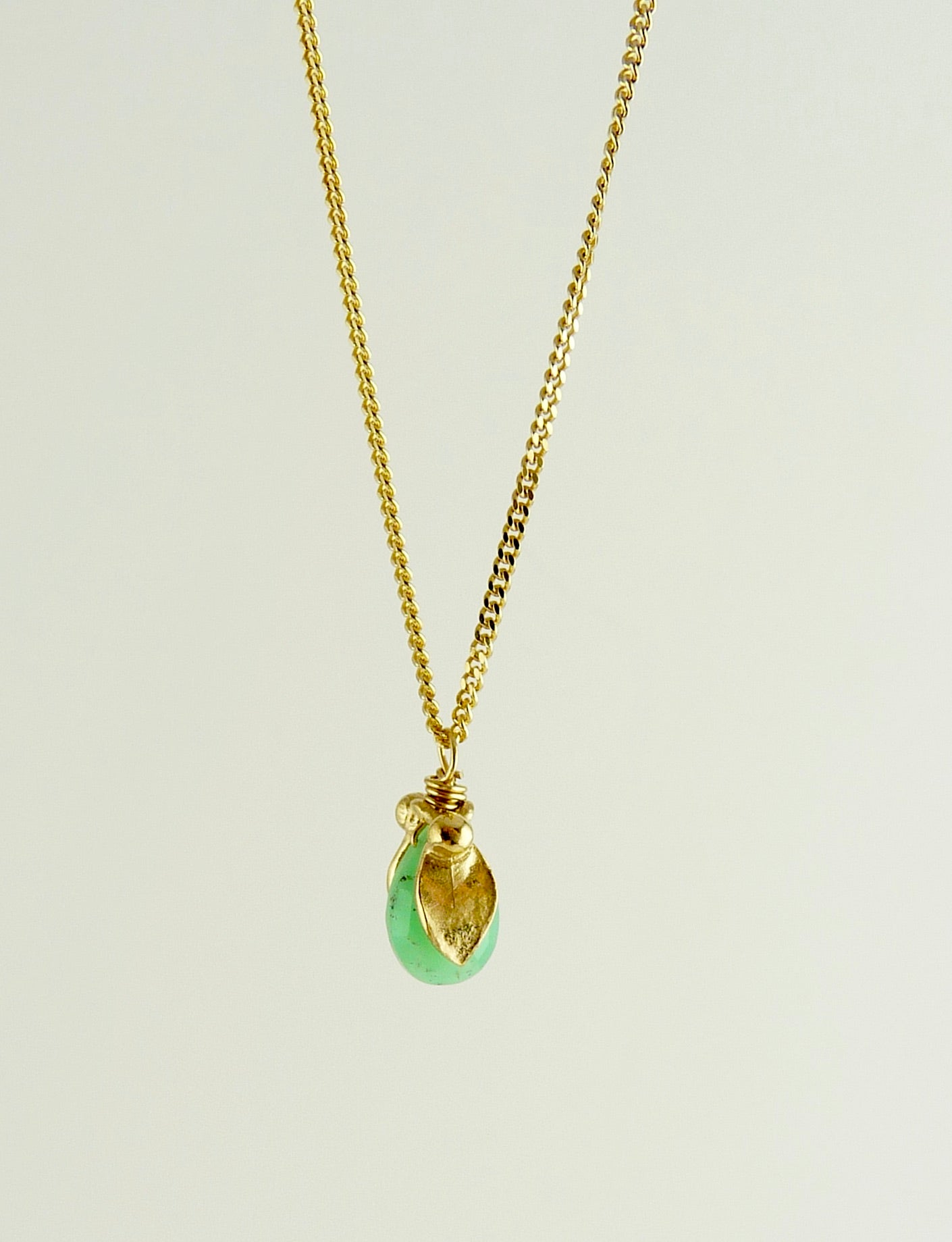 Phoebe Leaf Gemstone Pendant 18ct gold plate