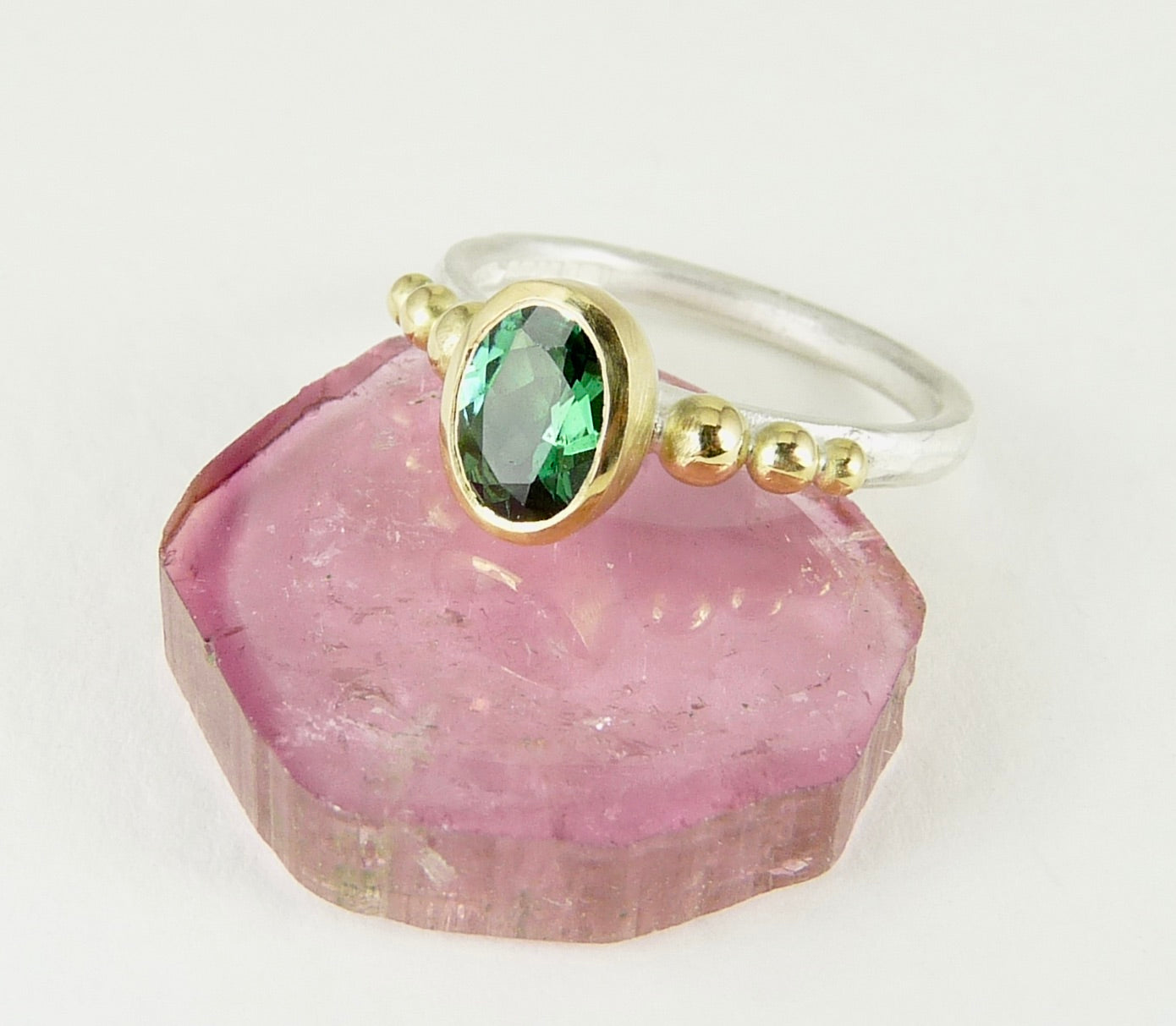 Green Tourmaline Granulation Ring