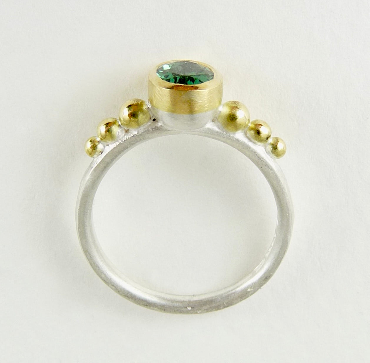 Green Tourmaline Granulation Ring