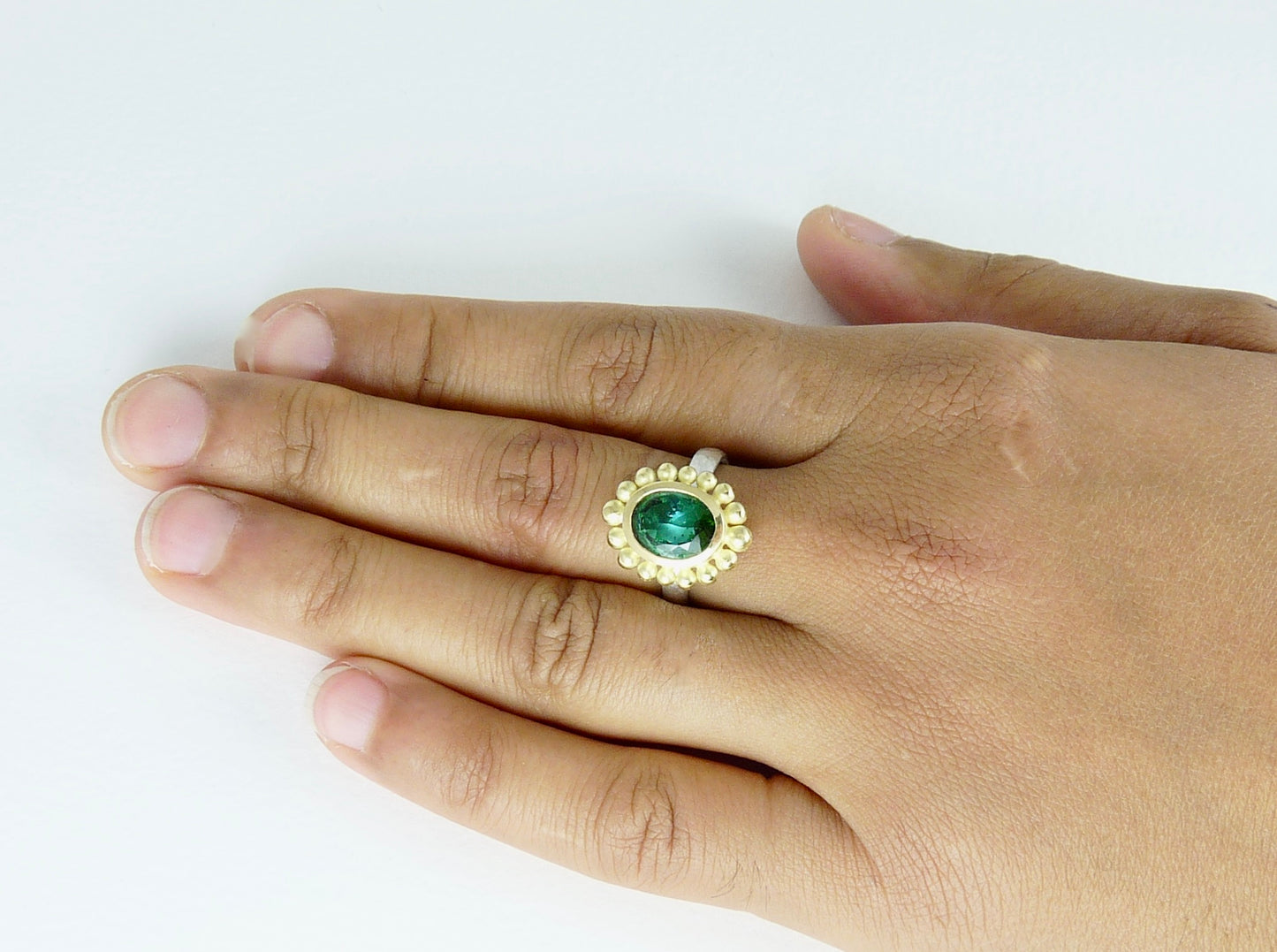 Blue Green Tourmaline Courtesan Ring