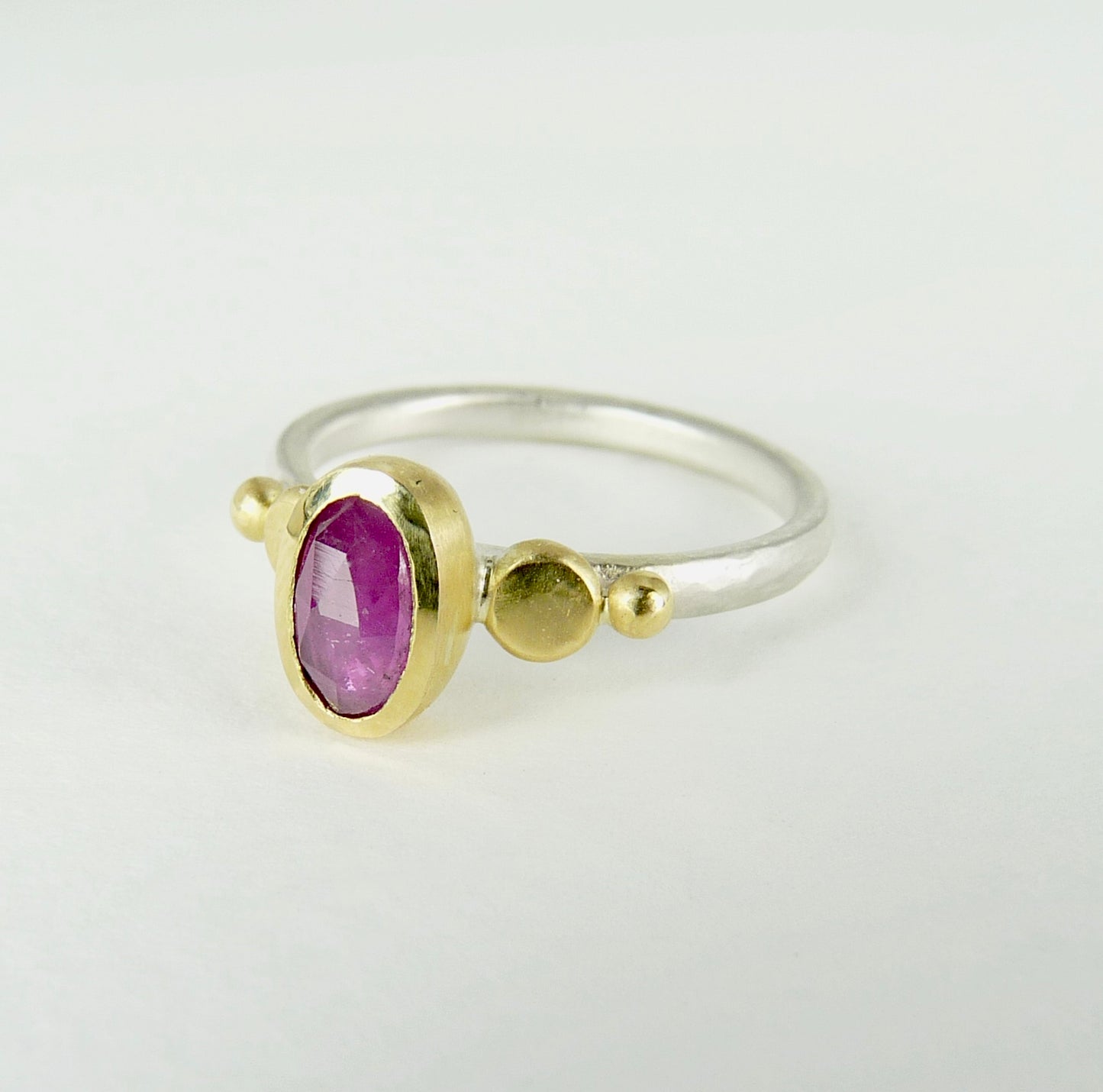 Pink Sapphire Granulation Ring