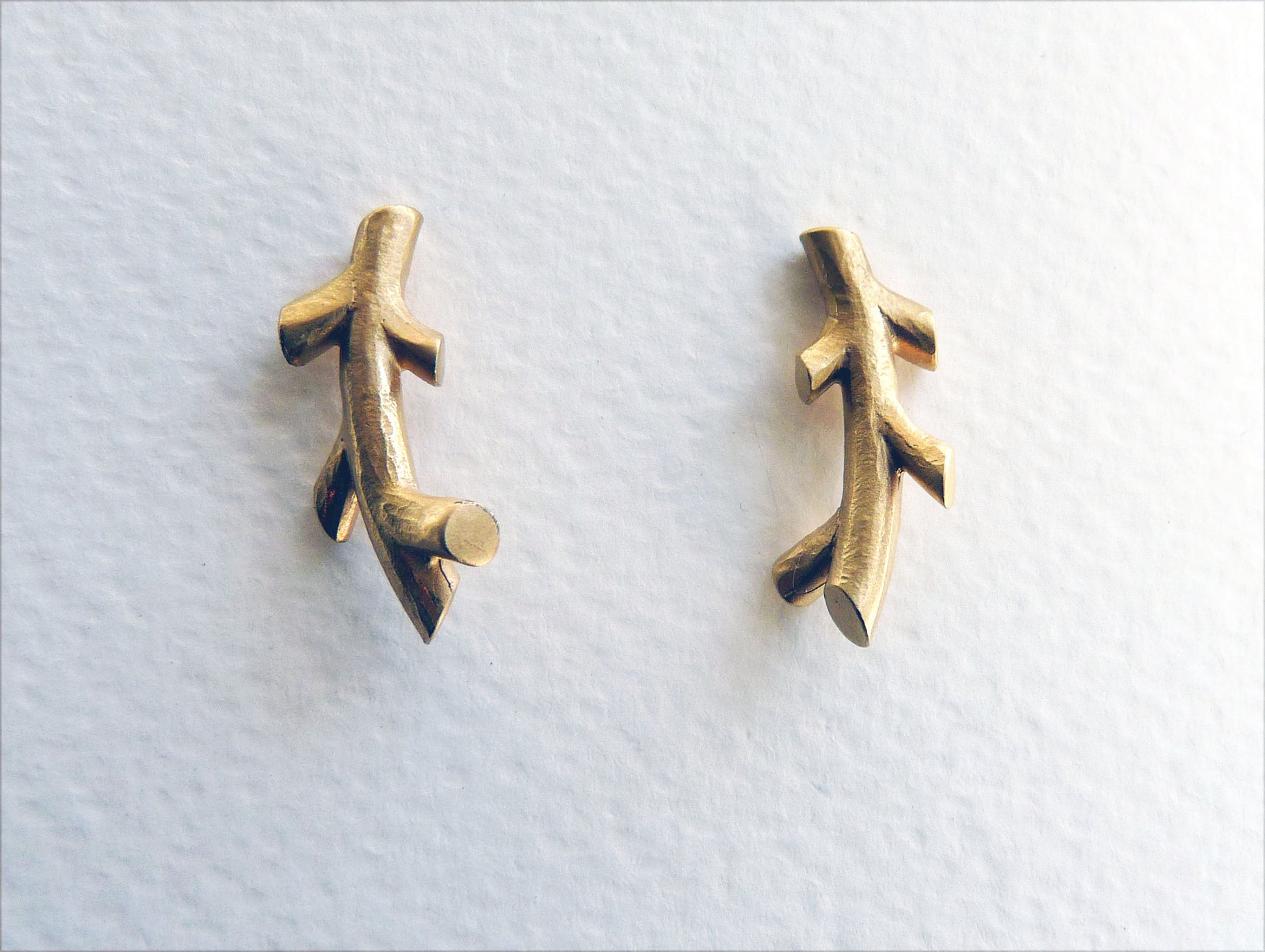 Blossoming, branch, jewellery, jewelry, earrings, studs, sterling, silver, 18ct, gold, nature, natural