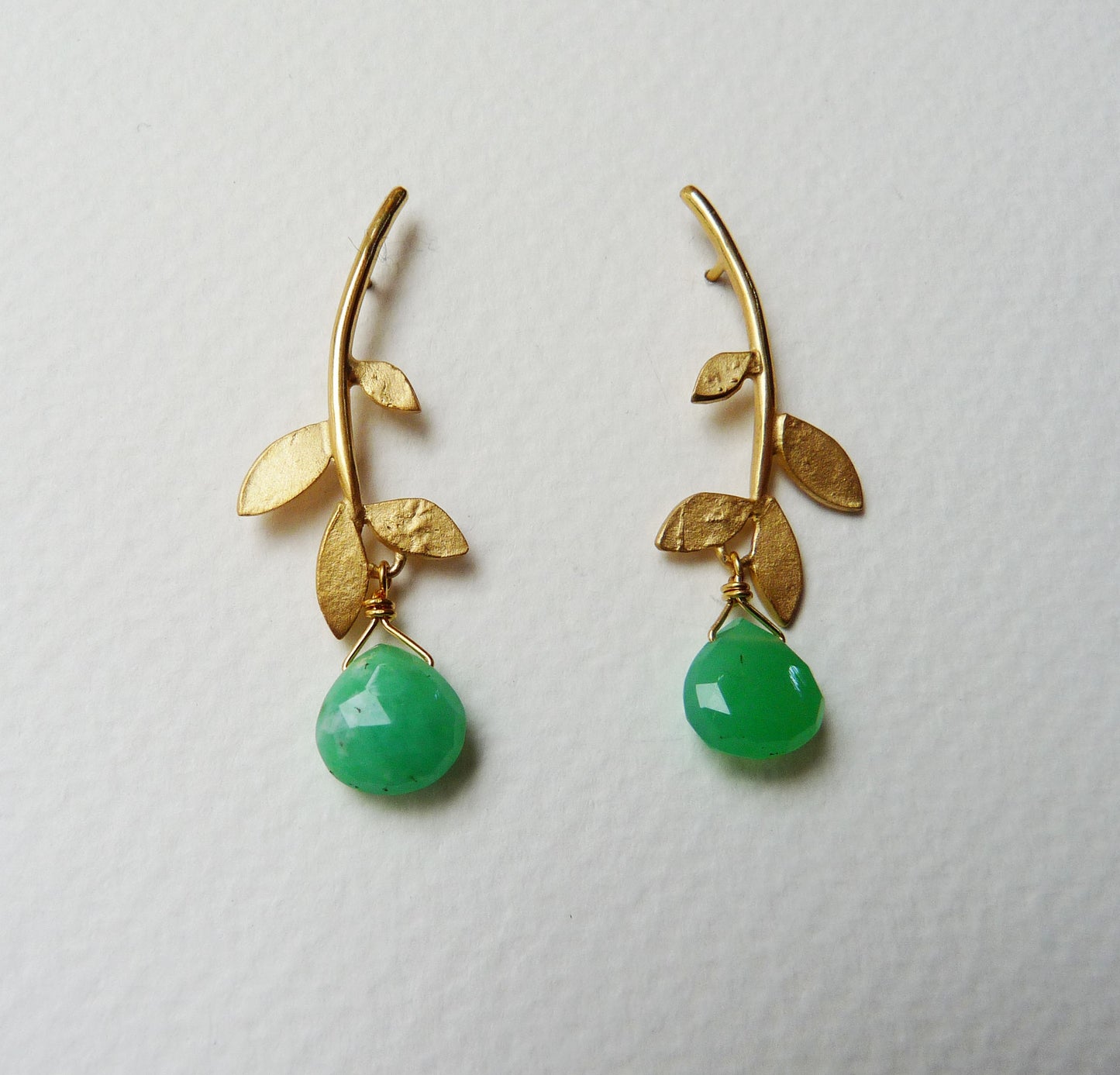 Blossoming, branch, jewellery, jewelry, earrings, studs, sterling, silver, 18ct, gold, nature, natural, amethyst, chrysoprase, labradorite