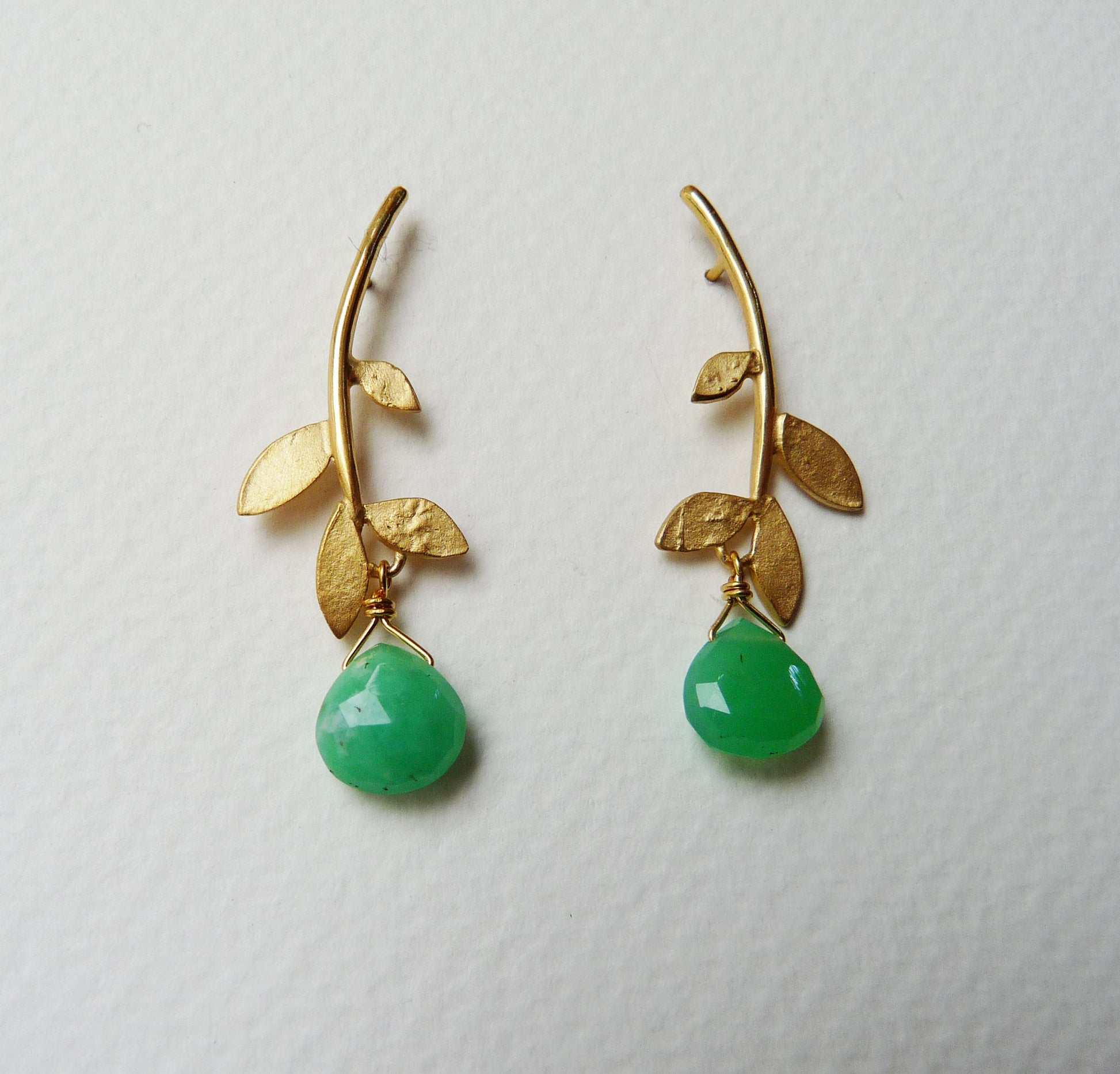 Blossoming, branch, jewellery, jewelry, earrings, studs, sterling, silver, 18ct, gold, nature, natural, amethyst, chrysoprase, labradorite