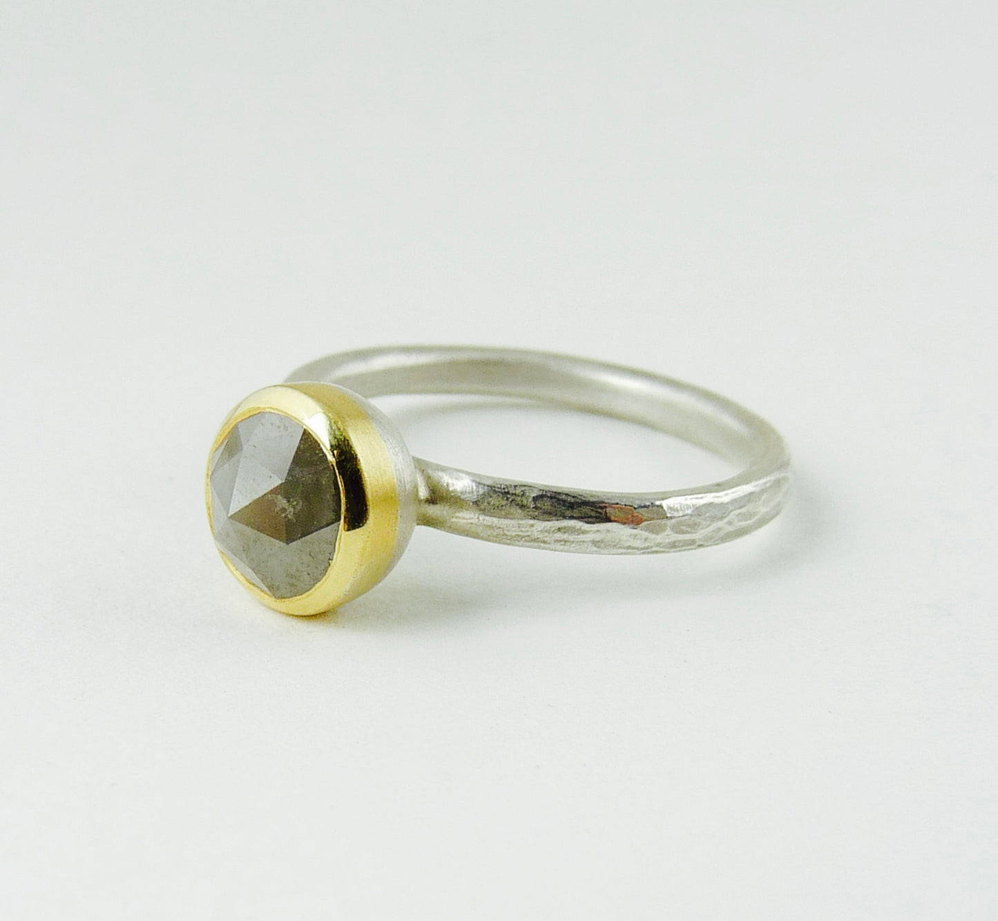 Rose Cut Grey Diamond set in 18ct Gold and Silver
