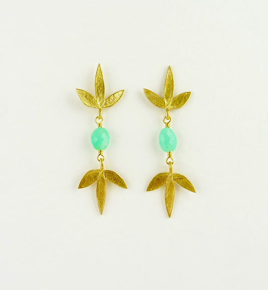 Double Claudia Flower Earrings with Chrysoprase