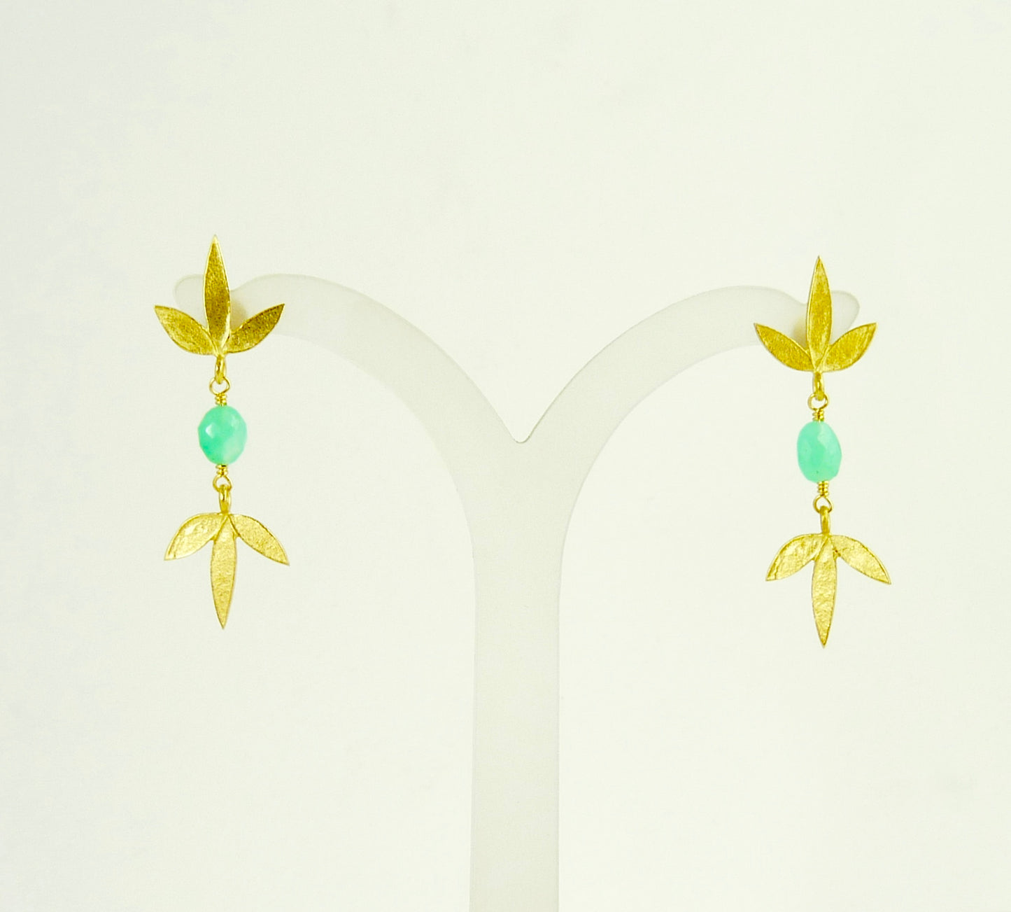 Double Claudia Flower Earrings with Chrysoprase